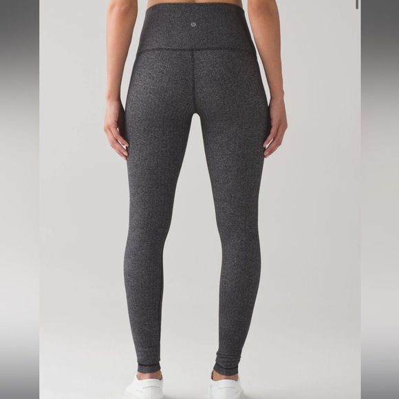 lululemon athletica Pants - Lululemon Wunder Under black white herringbone high rise waist 4 full length